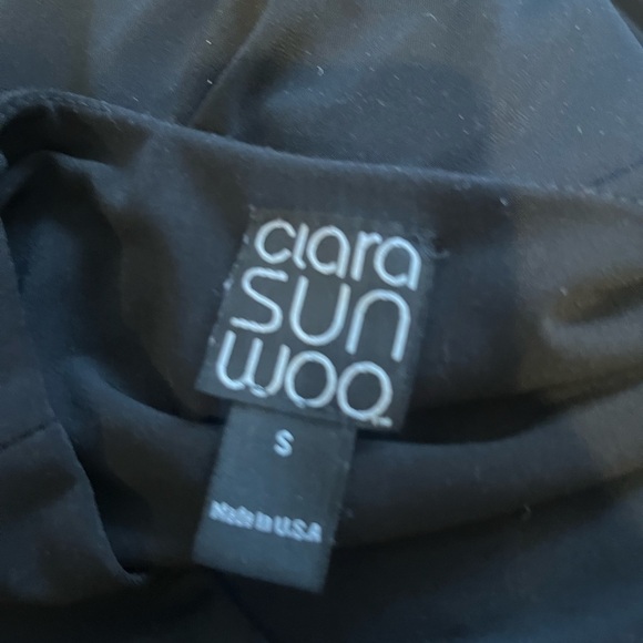 Clara Sun Woo Womens Size Small Black Stretch Tunic Shirt Arm Cutouts - Picture 7 of 7